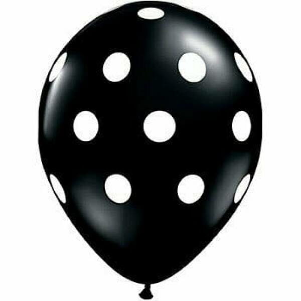 Fashion Solid - Black with White Polka Dots 12" Balloon