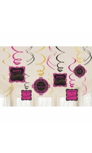 Born To Be Fabulous Dangling Swirl Cutouts Decoration Kit - 12pk
