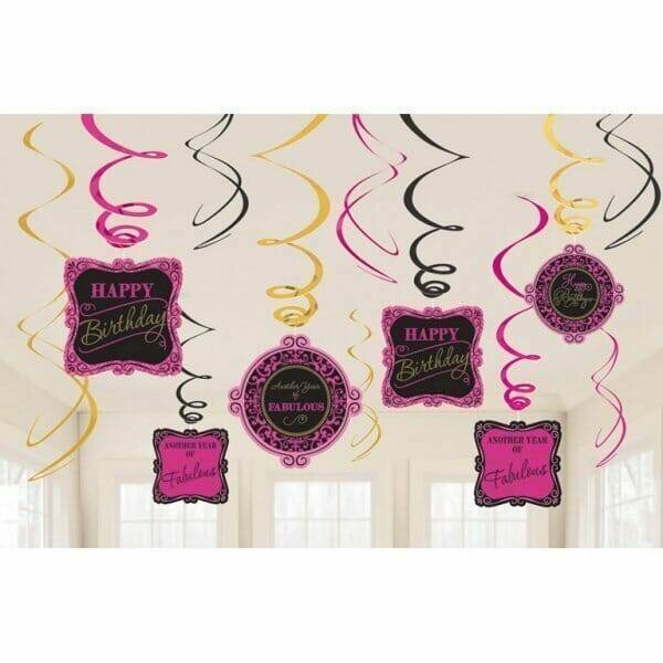 Born To Be Fabulous Dangling Swirl Cutouts Decoration Kit - 12pk