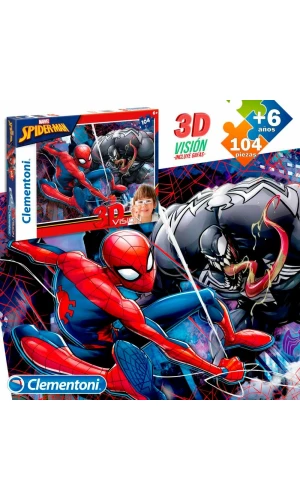 Marvel Spiderman 3D Vision Puzzle -104pcs - 33.5cm x 23.5cm