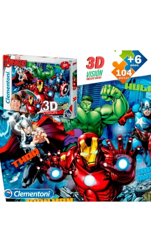 Marvel Avengers Puzzle With 3D Glasses - 104pcs