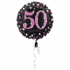 50 Happy Birthday Black/Pink Foil Balloon 18'' - 45cm
