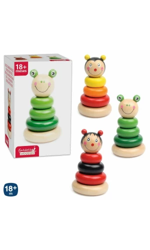 Stacked Wooden Discs - 8cm x 8cm x 13.20cm