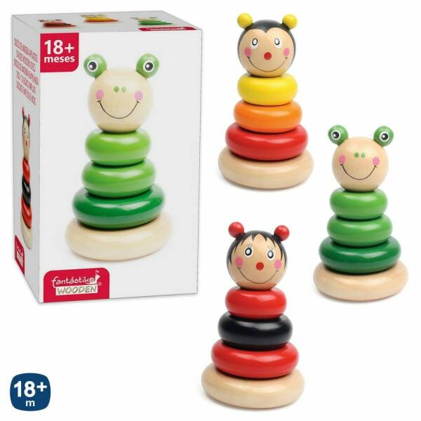 Stacked Wooden Discs - 8cm x 8cm x 13.20cm