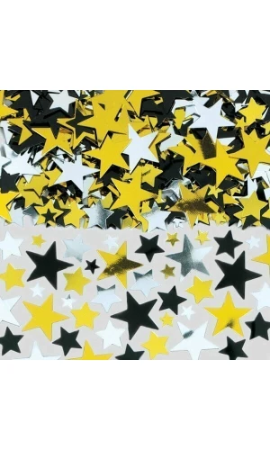 Hollywood Black Silver & Gold Value Pack Star Table Confetti - 70g