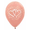 Metalic Rose Gold Printed Entwinted Hearts - 12" Latex Balloon