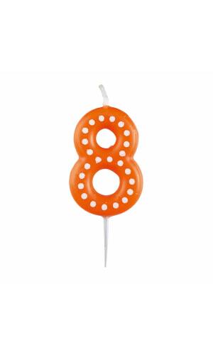 Numeral Candle 8 Dots & Stripes Height 6.5 cm