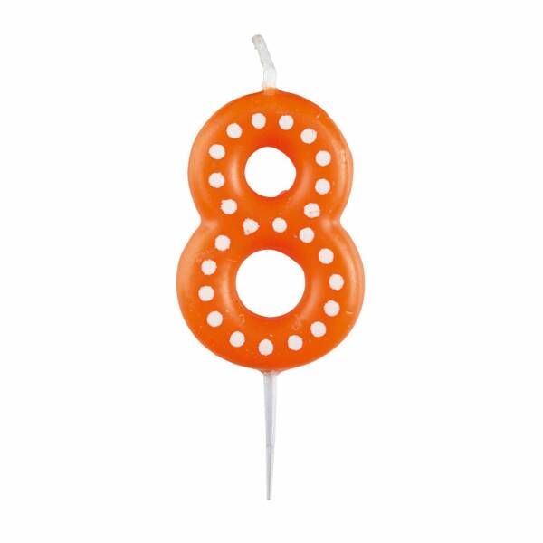 Numeral Candle 8 Dots & Stripes Height 6.5 cm