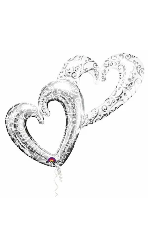 Multi Balloon Interlocking Hearts Foil Balloon 53" x 36" (134cm x 91cm)
