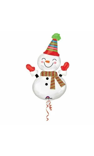 Smiley Snowman Foil Balloon 24'' x 36'' (60cm x 91cm)