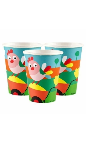 Farm Fun Paper Cups 250ml - 8pk