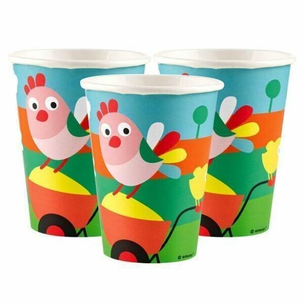 Farm Fun Paper Cups 250ml - 8pk