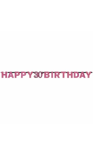 30th Pink Sparkling Celebration Paper Letter Banner - 2.13m