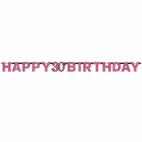 30th Pink Sparkling Celebration Paper Letter Banner - 2.13m