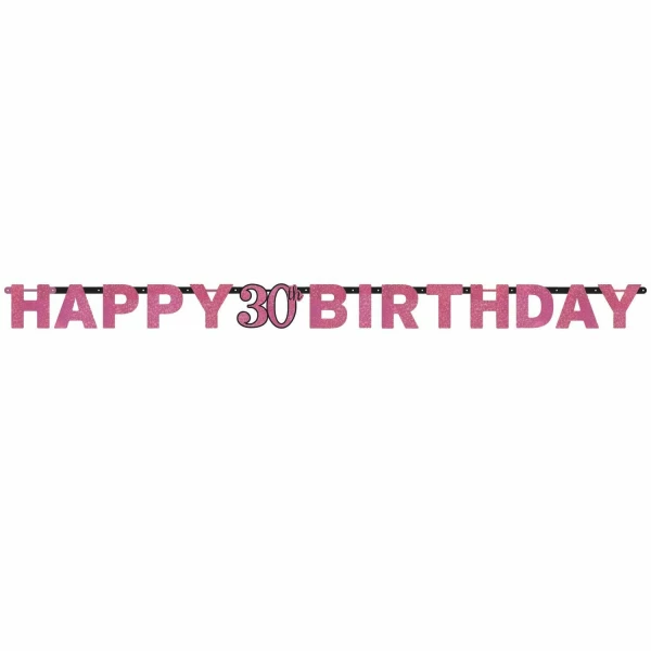 30th Pink Sparkling Celebration Paper Letter Banner - 2.13m