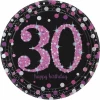 30th Pink Sparkling Celebration Paper Plates 22.9cm – 8pk