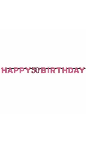50th Pink Sparkling Celebration Paper Letter Banner - 2.13m