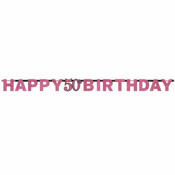 50th Pink Sparkling Celebration Paper Letter Banner - 2.13m