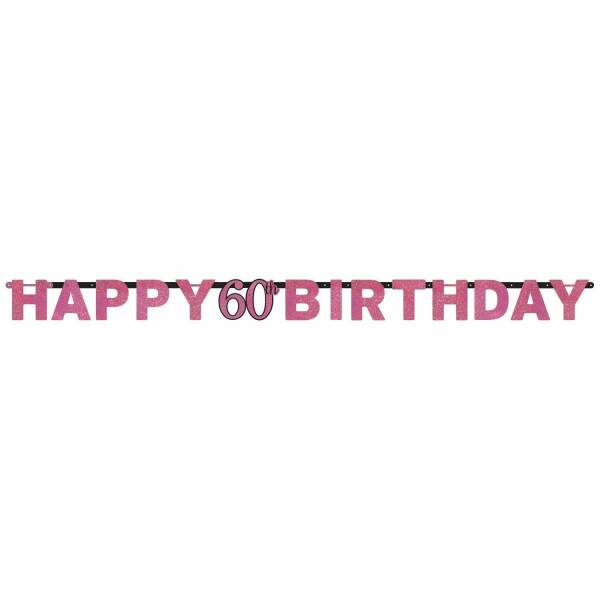 60th Pink Sparkling Celebration Paper Letter Banner - 2.13m