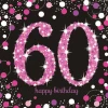 60th Pink Sparkling Celebration Napkins 33cm x 33cm - 16pk