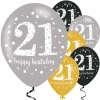 Happy 21th Birthday Gold Mix Sparkling Celebration 11" Latex Balloons - 6p