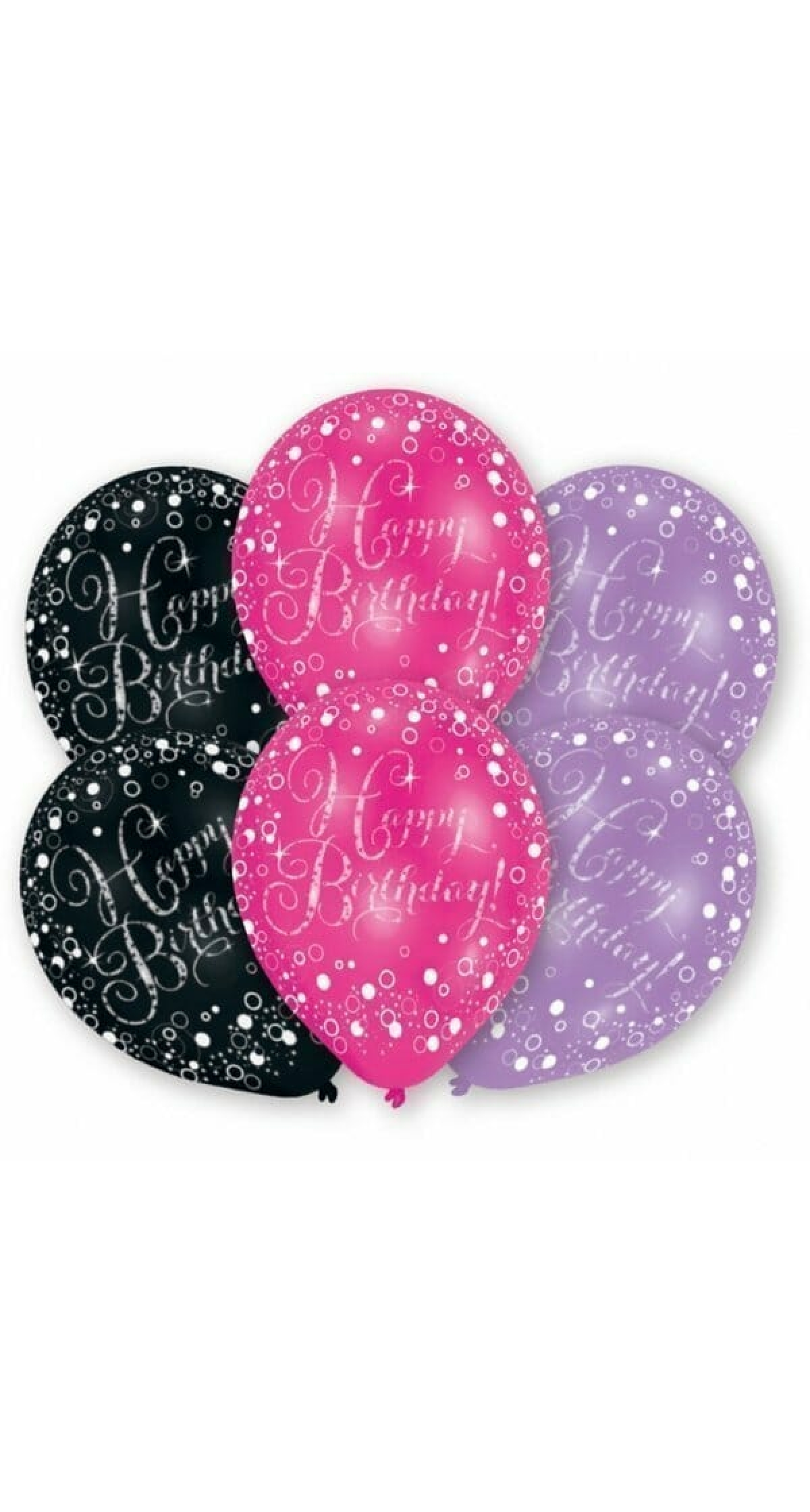 Happy Birthday Assorted Metallic Printed Latex Balloons 11" - 6pk