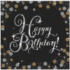 Happy Birthday Gold Sparkling Celebration Napkins 33cm x 33cm - 16pk
