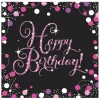 Happy Birthday Pink Sparkling Celebration Napkins 33cm x 33cm - 16pk