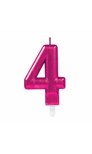Candle Number 4 Sparkling Celebrations Pink - 7.5cm