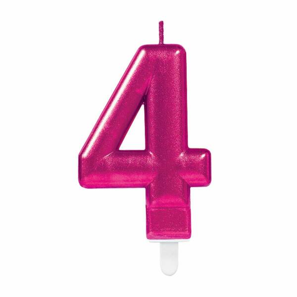 Candle Number 4 Sparkling Celebrations Pink - 7.5cm