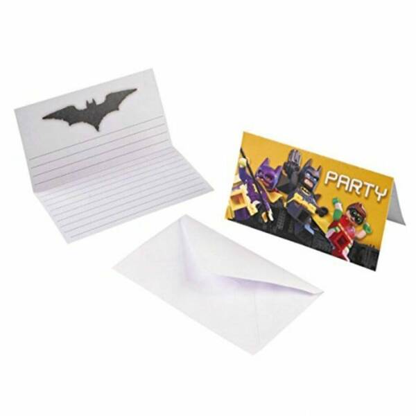 Lego Batman Invitations with Envelopes 11cm x 15cm - 8pk