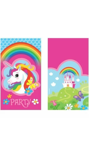 Unicorn Invitations 14cm x 8cm - 8pk