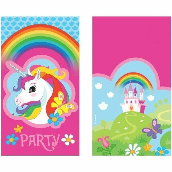 Unicorn Invitations 14cm x 8cm - 8pk