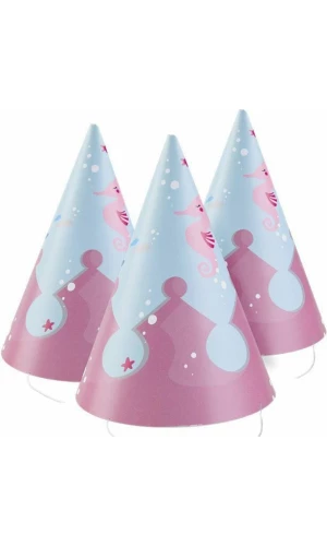 Be A Mermaid Party Cone Hats - 8pk