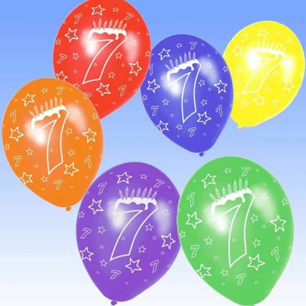 7th Birthday Assorted Printed Latex Balloons 11" 6pk "Once Upon A