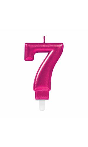 Candle Number 7 Sparkling Celebrations Pink- 7.5cm