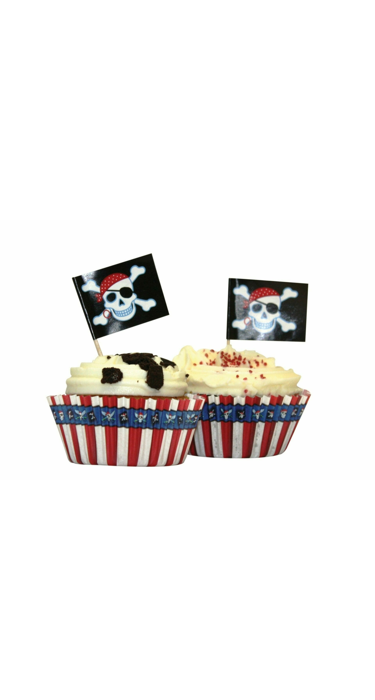 Pirate Party Cupcake Cases & Flag Picks 5cm - 48pk