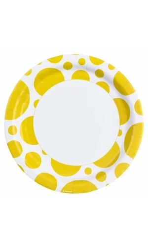 Sunshine Yellow Dots - 8 x Paper Plates 22.8 cm