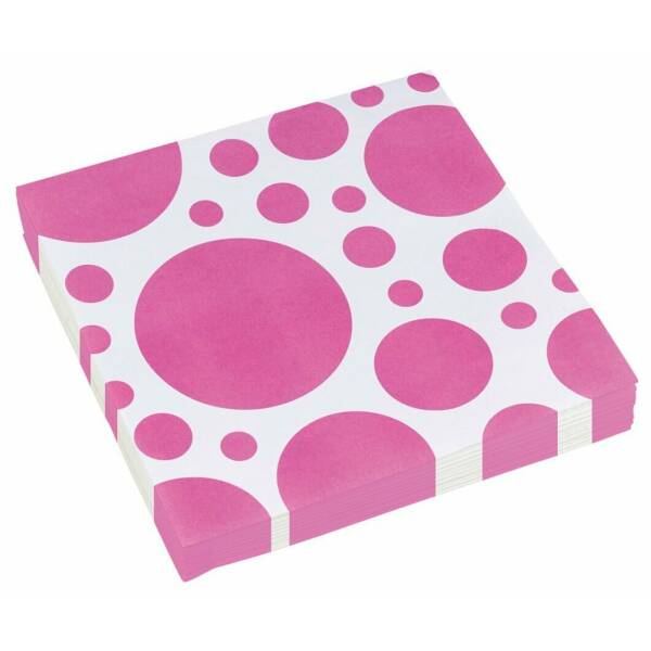 Bright Pink Dots - 20 x Lunch Napkins