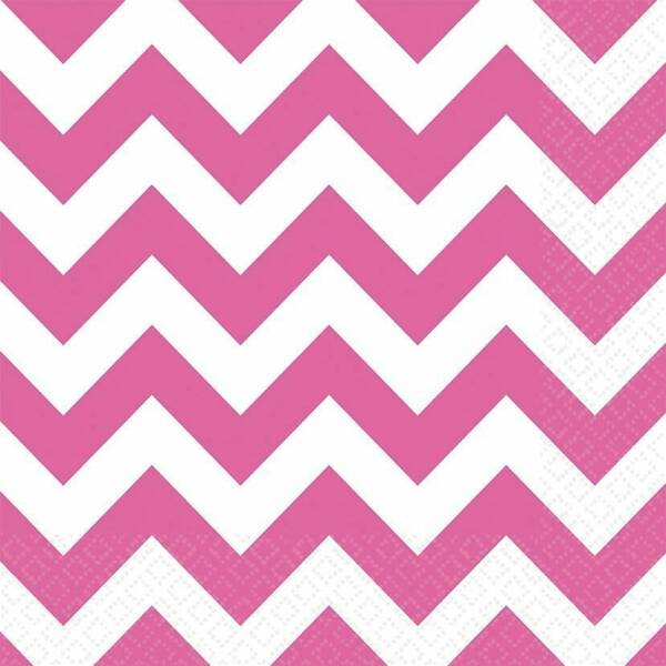 Bright Pink Chevron - 20 x Lunch Napkins