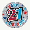 Jumbo Badge - Happy Birthday 21 (SE) Red & Blue - 15cm