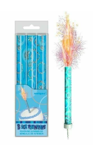 Ice Fountains Candle Blue 12cm - 3pk