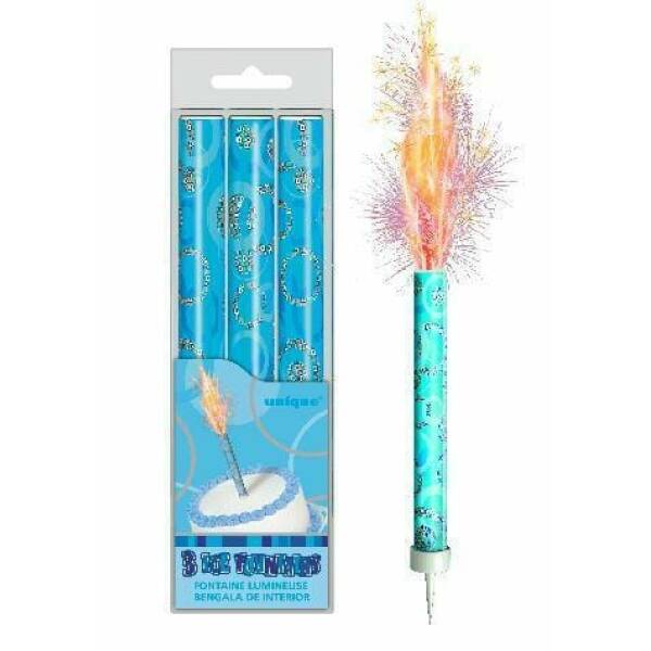 Ice Fountains Candle Blue 12cm - 3pk
