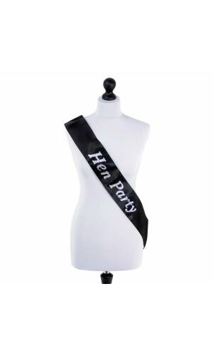 Sash Black Hen Party with Holographic Wording - One Size