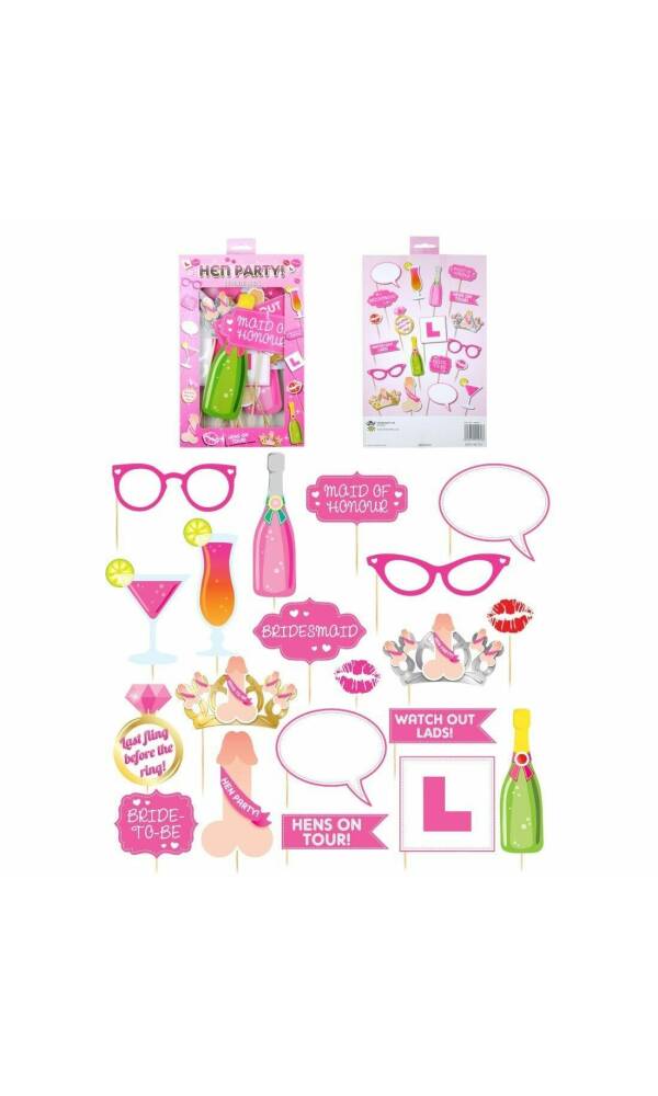 Hen Party Photo Props Assorted Design - 20pk