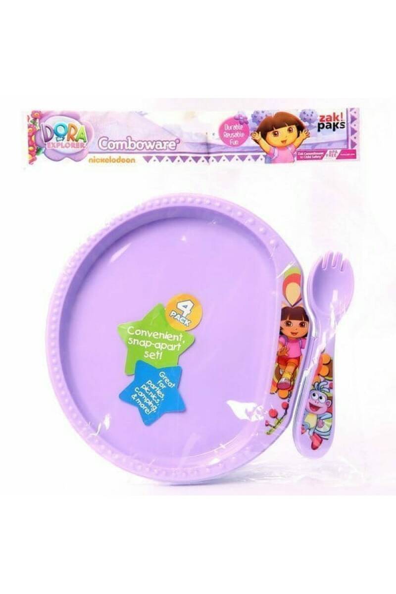 Dora The Explorer Purple Plastic Comboware 9cm x 7cm - 4pk
