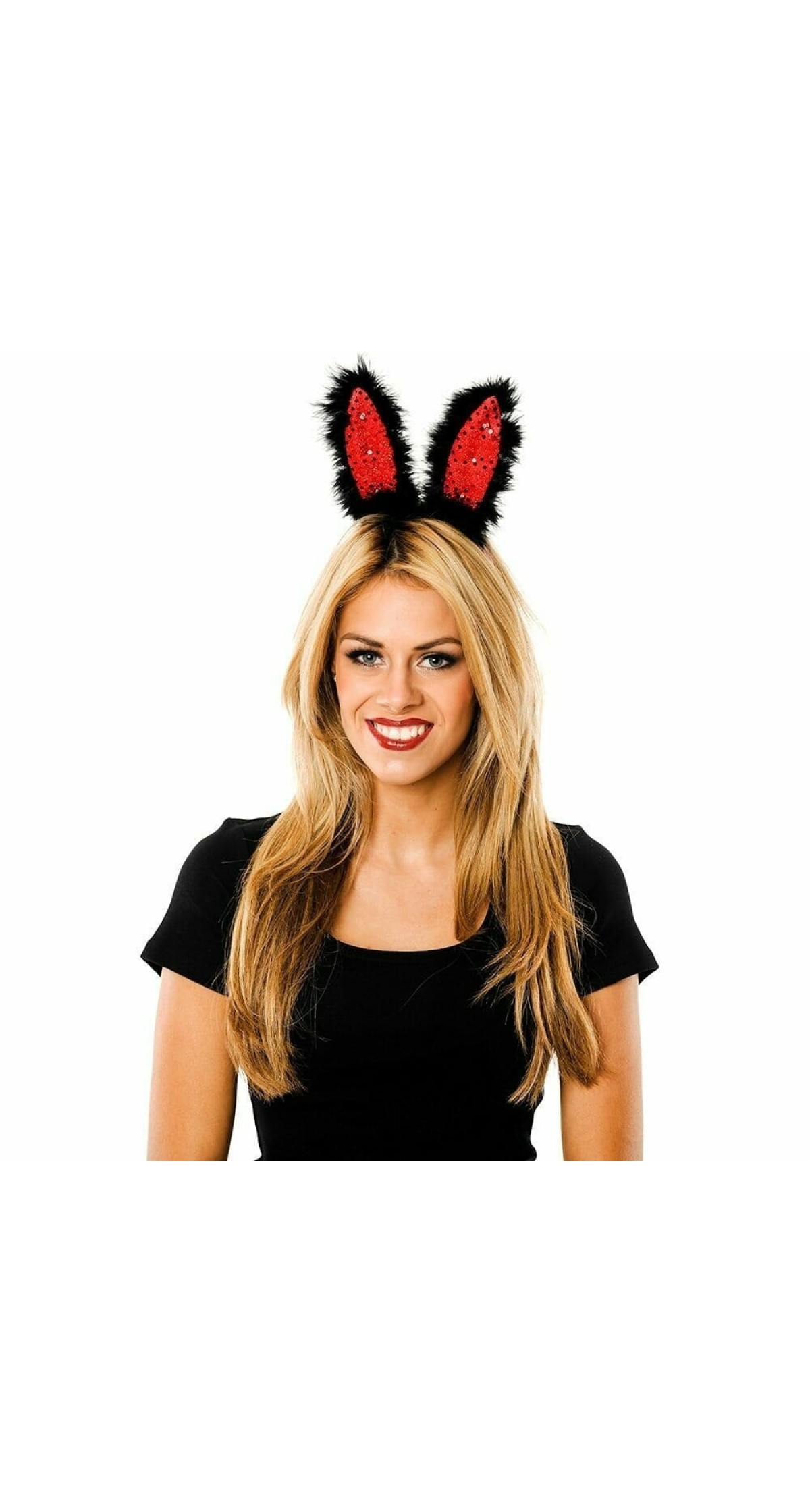 Bopper Flashing Bunny Ears Black & Red - Adult One Size