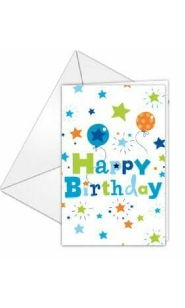 Happy Birthday Boy Invitations & Envelopes  - 6pk