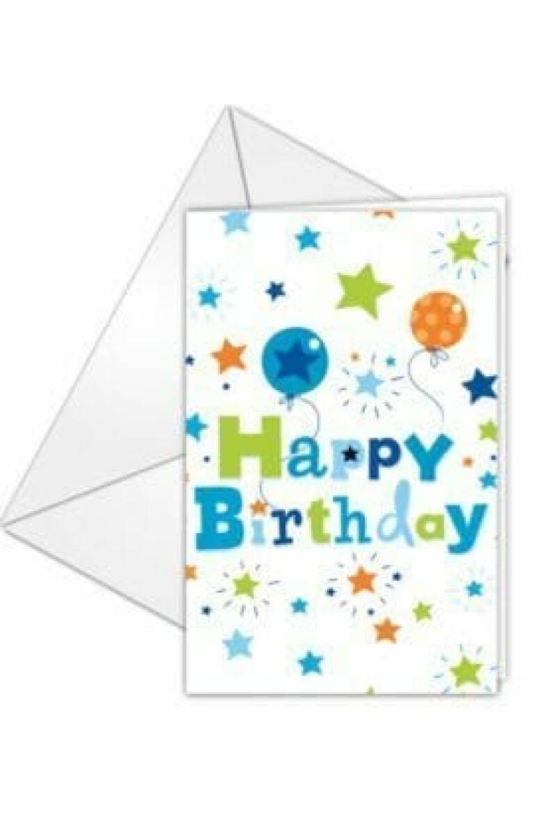 Happy Birthday Boy Invitations & Envelopes  - 6pk