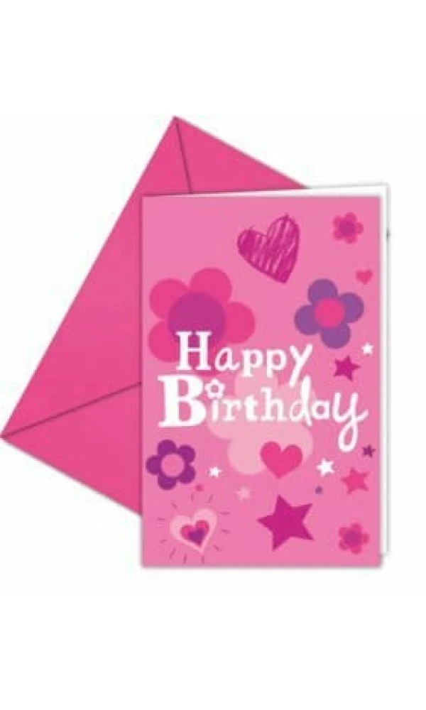 Happy Birthday Girl Invitations & Envelopes  - 6pk